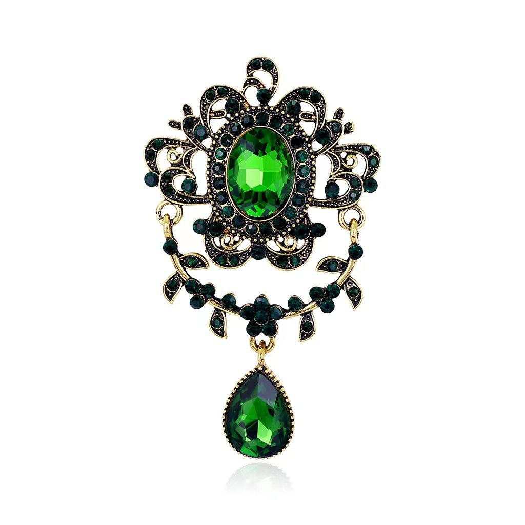 Broche de flor en cristal y vidrio de lujo para mujer boda_voghion.com