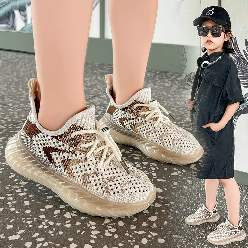 Спортивная обувь для мальчиков 2025 новые детские летающие летающие дышащие кокосовые туфли