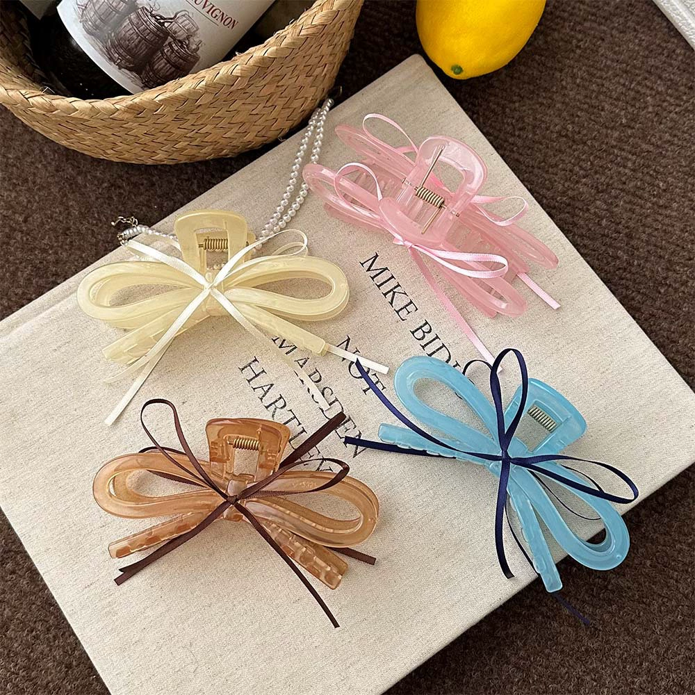 Аcrylic crab pin с бантом, милые заколки, аксессуар для волос