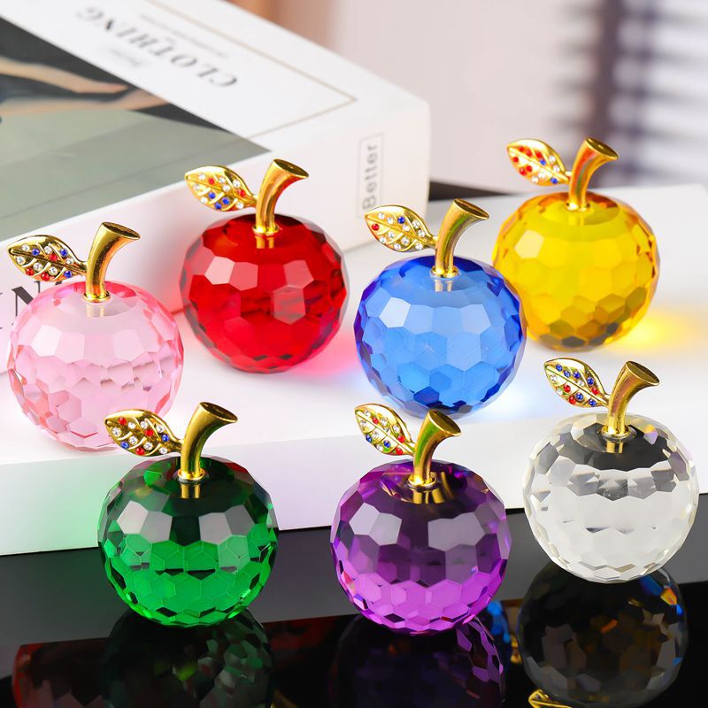 Large in stock wholesale crystal apple ornaments home decoration living room wine cabinet small ornaments small apple crystal