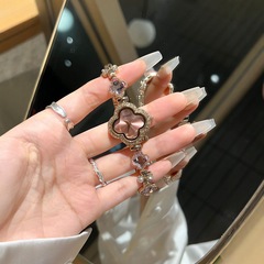 ドロップシッピング Douyin 新しいライト高級ファッションレトロ四つ葉のクローバーハイエンドブレスレットクリスタルダイヤモンドレディース防水