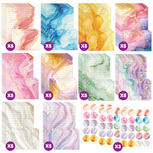 亚马逊新品信笺160件大理石纹理ins通用祝福留言水彩信纸信封套装