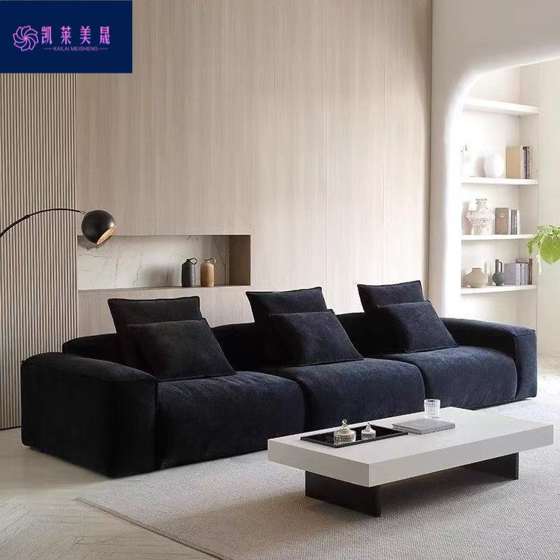 Kk New Model Living Room Chenille Straight Sofa for Various Sizes, Light Luxury Minimalist Straight Chenille Sofa