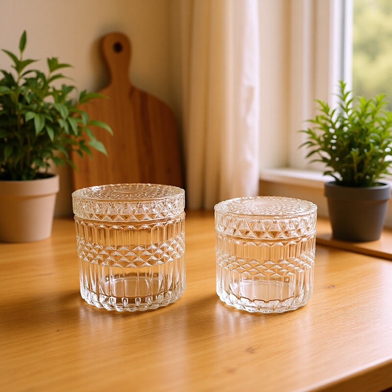 Light Luxury Glass Jar Bedroom Aromatherapy Jar Glass Jewelry Cosmetic Cotton Swab Storage Jar with Lid Perforated Tissue Box