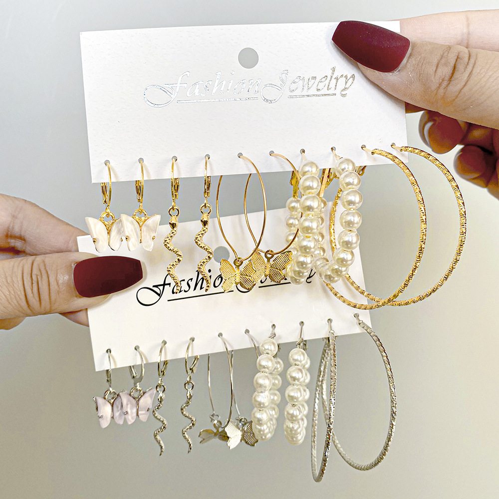 geometric diamond creative butterfly snake pendant earrings setpicture5