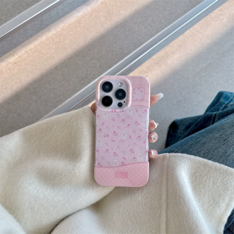 Двойной слой IMD с рисунком цветок яблоко чехол для телефона с ремешком для iPhone 16/16 Pro/16 Pro Max и 13-15