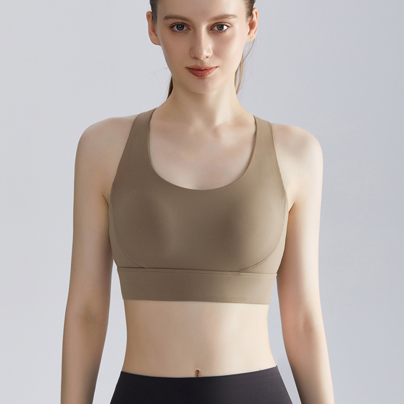 Wiman nueva ropa interior deportiva femenina taza fija a prueba de choque delgada running poliesterona malla vacía hermosa ropa interior de yoga