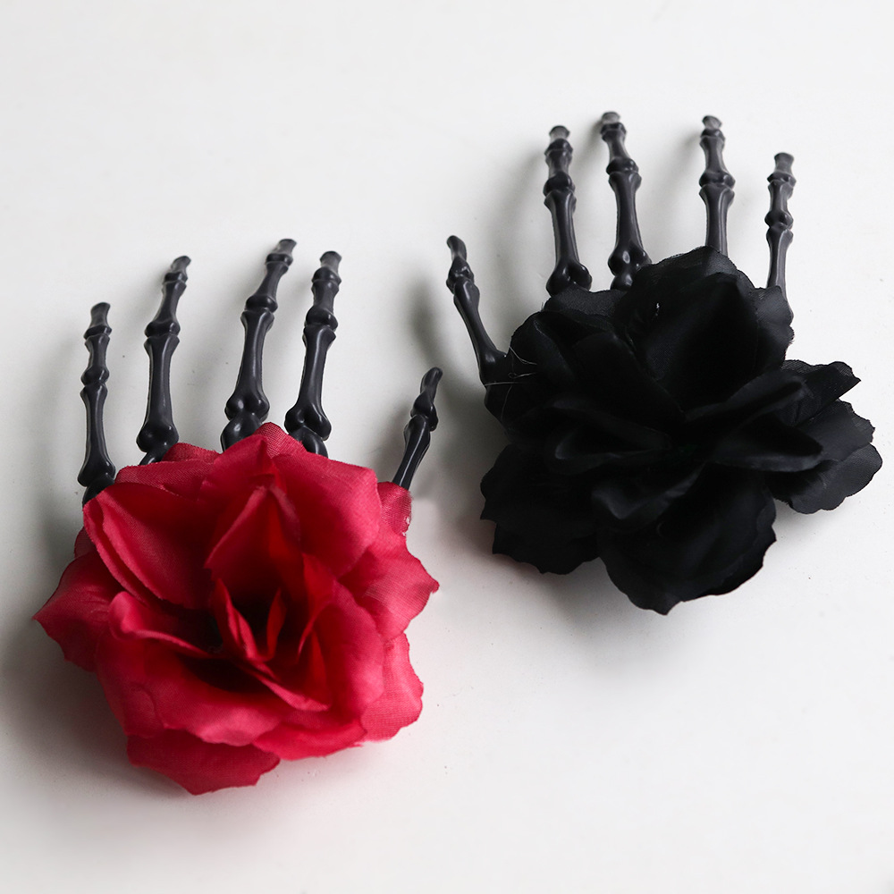 Halloween cráneo mano garra esqueleto decoración fantasma Festival horror decoración apoyos con flor colgante de plástico juguete fantasma mano