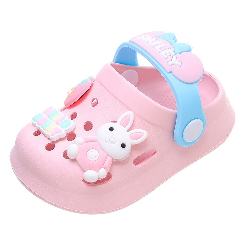 Girls' sandals children's summer baby indoor soft bottom infant non-slip slippers cartoon boy hole shoes closed toe