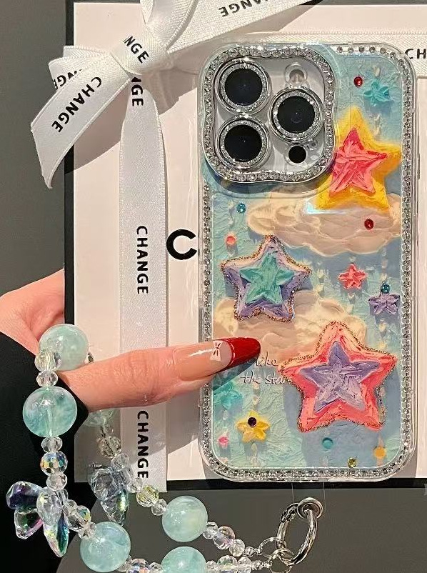 Pulsera nube de color estrella-diamante completo orificio fino lado retorcido kk