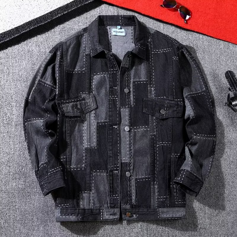 春装牛仔衣外套2024春秋季新款男士套装夹克高中学生潮青少年帅气