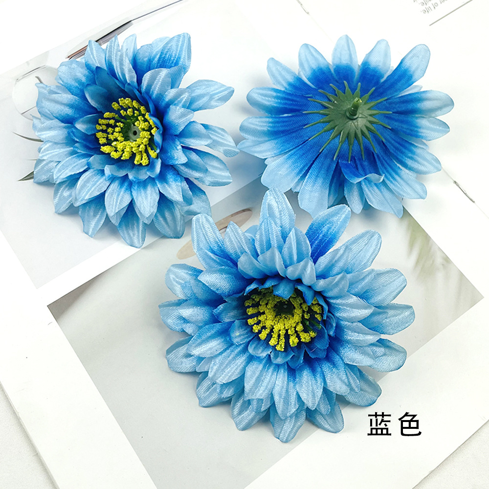 Flores de gerbera brillante DIY pinzas de flores cabeza de flores de fabricación de ropa minoritaria material de decoración de pared