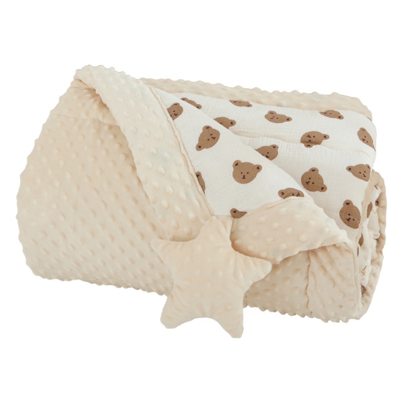 Children's autumn and winter quilt pure cotton wrinkle gauze beanie velvet newborn quilt newborn baby comfort quilt baby