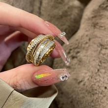 法式轻奢新款铜镶锆石多层缠绕戒指女个性小众高级感可调节食指环