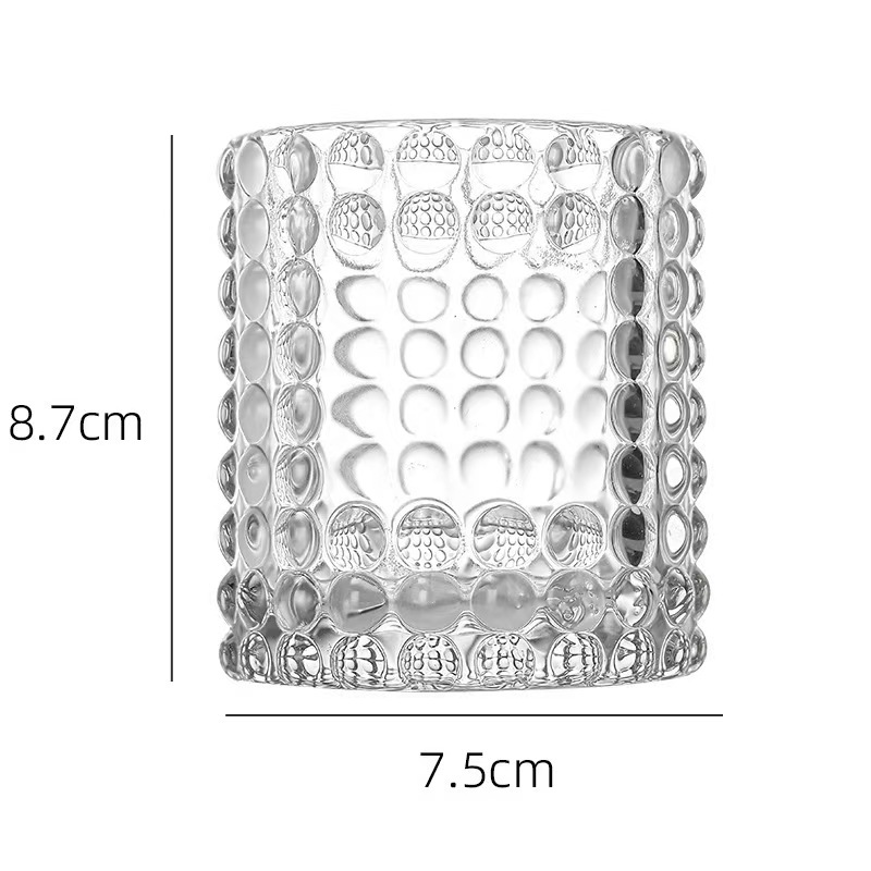 Relieve taza de cera de incienso taza de vidrio punto vertical cuadrado taza de cera de té encaje taza de candelabro hecha en casa candelabro DIY
