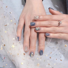 B632 Mermaid Tears Short Cat Eye Gel Wearable Nails Fake Nails Flash Patch Factory Direct Sales One Piece Dropshipping