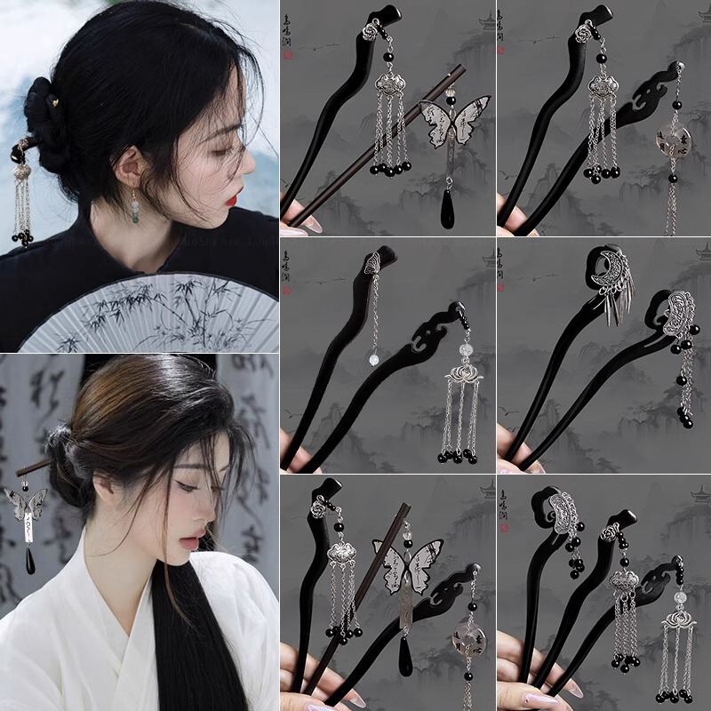 Retro Han Dynasty Hair Accessories, Tassel Hairpins, New Chinoiserie Hairpins, Women's Chinoiserie Headwear, Cheongsam and Horse-Faced Skirts Retro Han Dynasty Hair Accessories, Tassel Hairpins, New Chinoiserie Hairpins, Women's Chinoiserie Headwear, Cheongsam and Horse-Faced Skirts