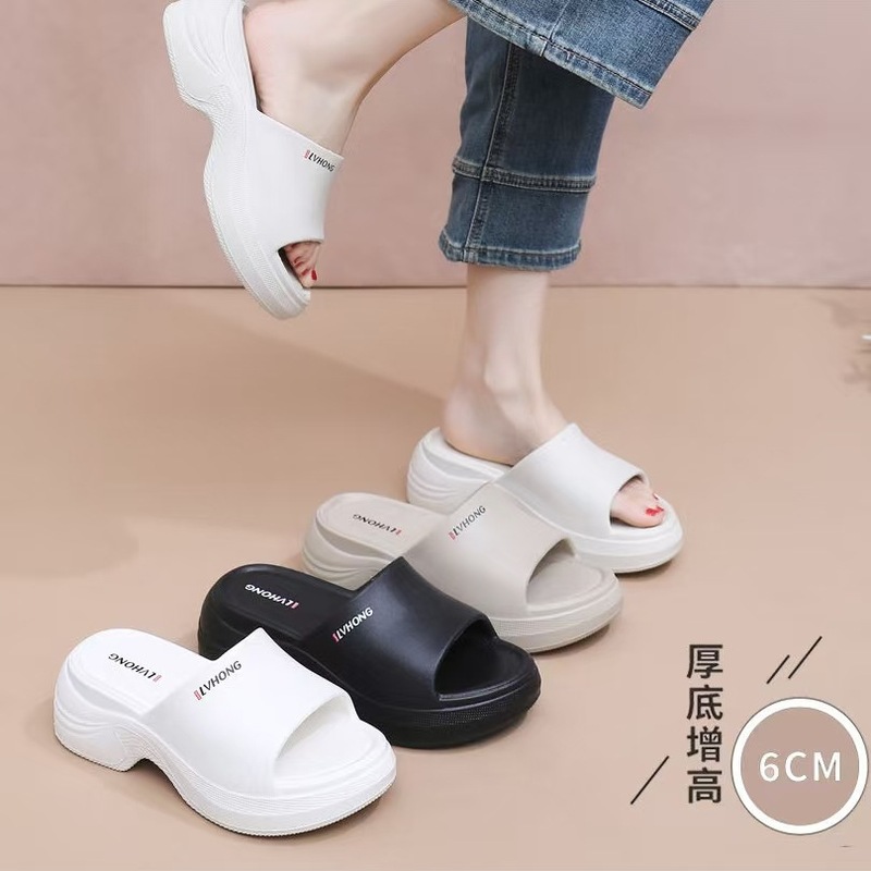 Fashionable Solid Color High-Heeled Women's Slippers for Indoor and Outdoor Wear, Wear-Resistant Fairy-Style Eva Slippers with a Comfortable Feel, Wholesale