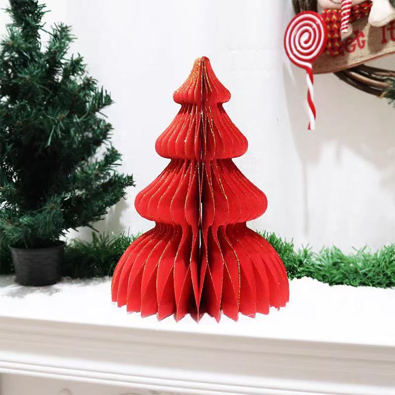 Decoraciones navideñas, adornos de bolas de nido de abeja para decoración navideña, mini árbol de Navidad para escritorio de guardería o centro comercial