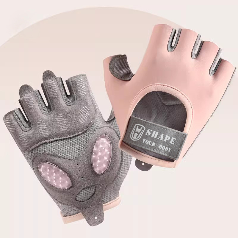Guantes de gimnasio antideslizante para mujeres entrenamiento deportivo yoga medio dedo delgado silicona respirable amortiguador resistente al desgaste
