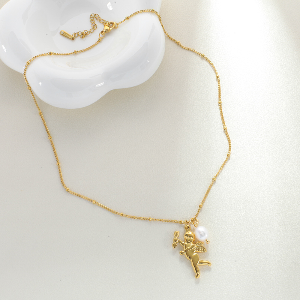 Großhandel Schmuck Frau Mond Herzform Schlange Edelstahl 304 Überzug Halskette Mit Anhänger Kabelkette display picture 4