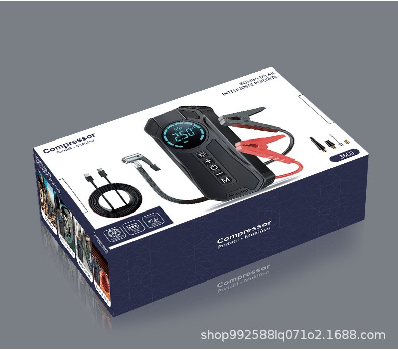 Cross-Border Car Emergency Jump Starter and Air Pump Combo, Emergency Battery Booster, Powerful Jump Starter Device