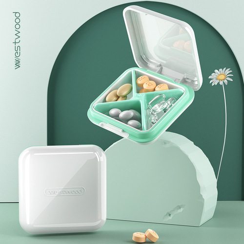 Westwood TP-005 New Four-Grid Medicine Box Professional Medicine Storage Box 7-Day Airtight Moisture-Proof Dosage Box
