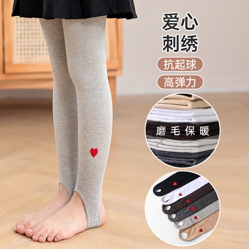 Girls' Pantyhose Autumn and Winter Thin Velvet Outer Wear Thickened Baby Foot Leggings Children's White Fleece-lined Dancing Socks