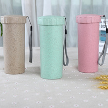 创意小麦秸秆水杯麦纤维便携随手杯 塑料杯子广告礼品杯可印logo