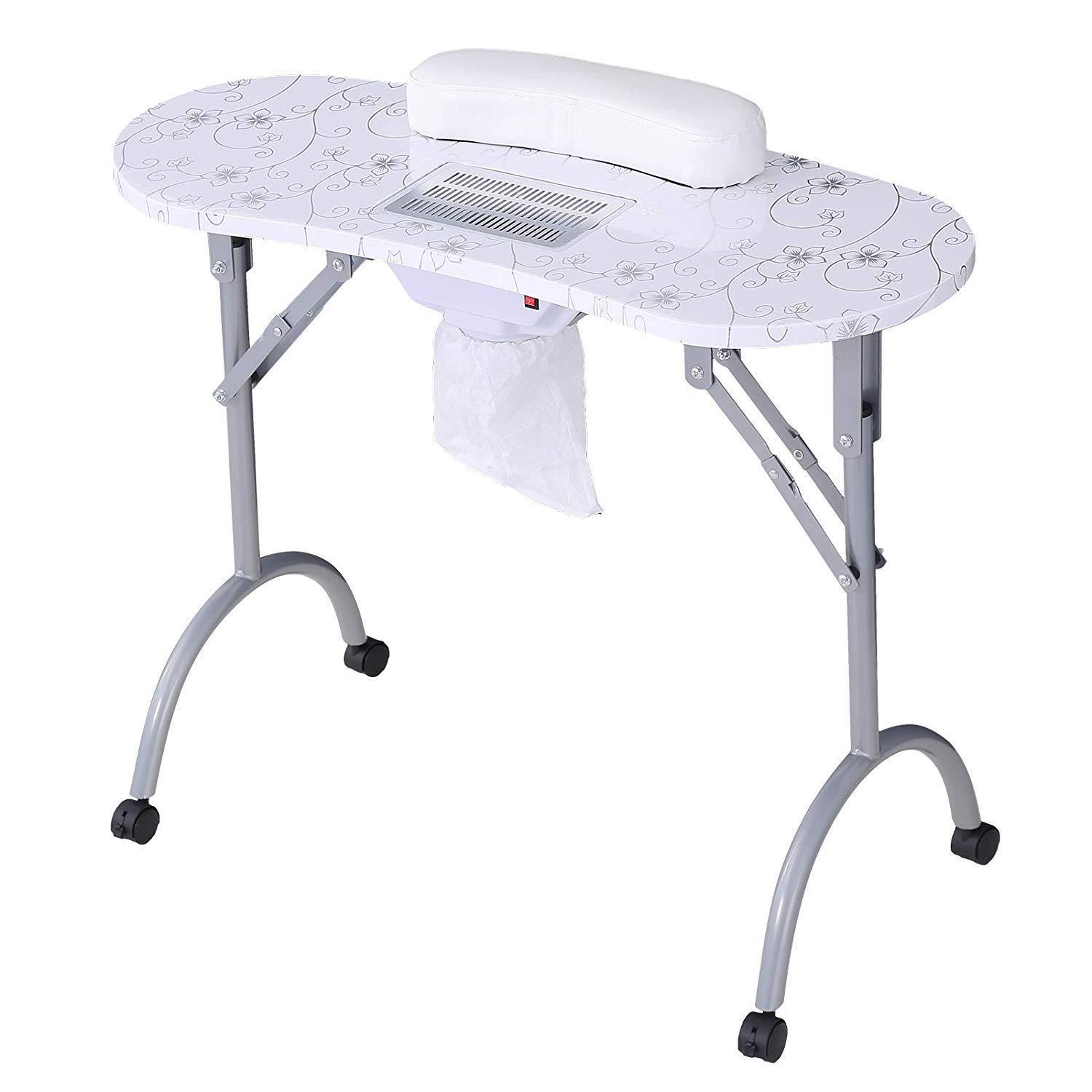 Mesa de manicuras portátil transfronteriza plegable lámpara de mesa de manicuras mesa de belleza con aspiradora mesa de manicuras fabricantes al por mayor