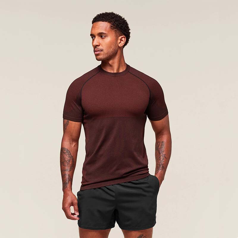 Cross-Border New American Summer New Men's Tight T-Shirt Jogger Sports Fitness Running Training Quick-Drying Short