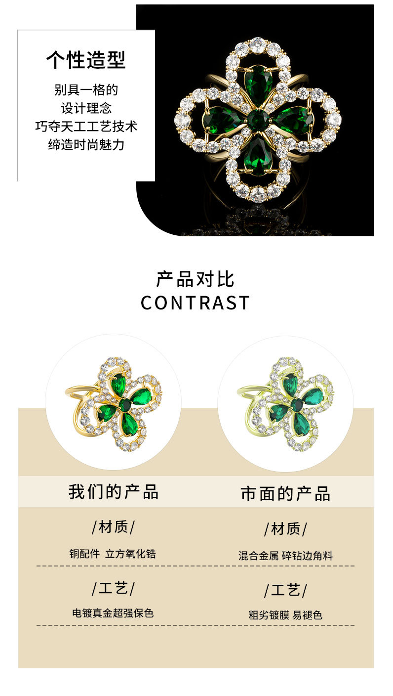 经典时尚百搭幸运四叶草丝巾扣小众轻奢花朵衣角扣新品