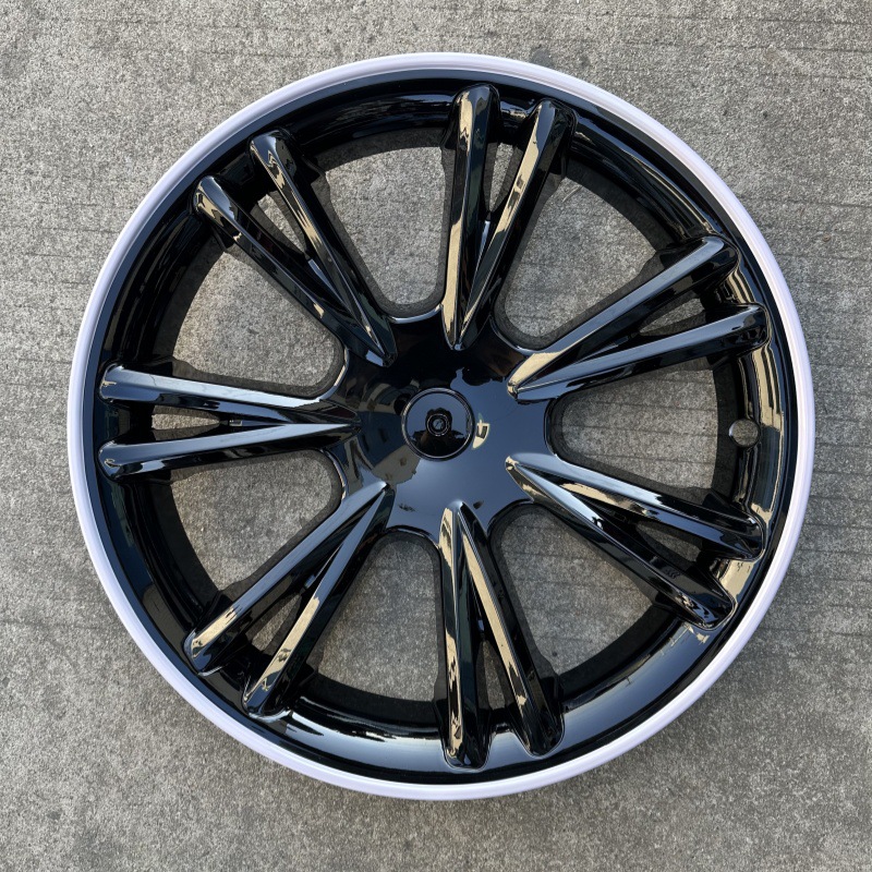 Hub cover: Tesla Y Wheel - thin-edge-y-19-inch-mist-gray-purple-white-logo-four