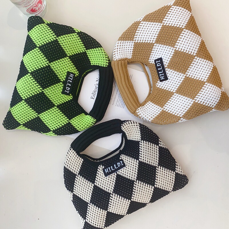 Autumn New Korean Style Internet Celebrity Knitted Bag Dumpling Bag Knitted Handbag Women's Personalized Trendyy Handbag Mobile Phone Bag