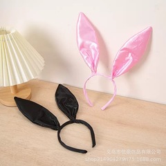 ハロウィンホット販売サテンウサギの耳ヘッドバンドヘッドバックルバニーガールヘアピンイースター漫画ウサギのヘッドバンド
