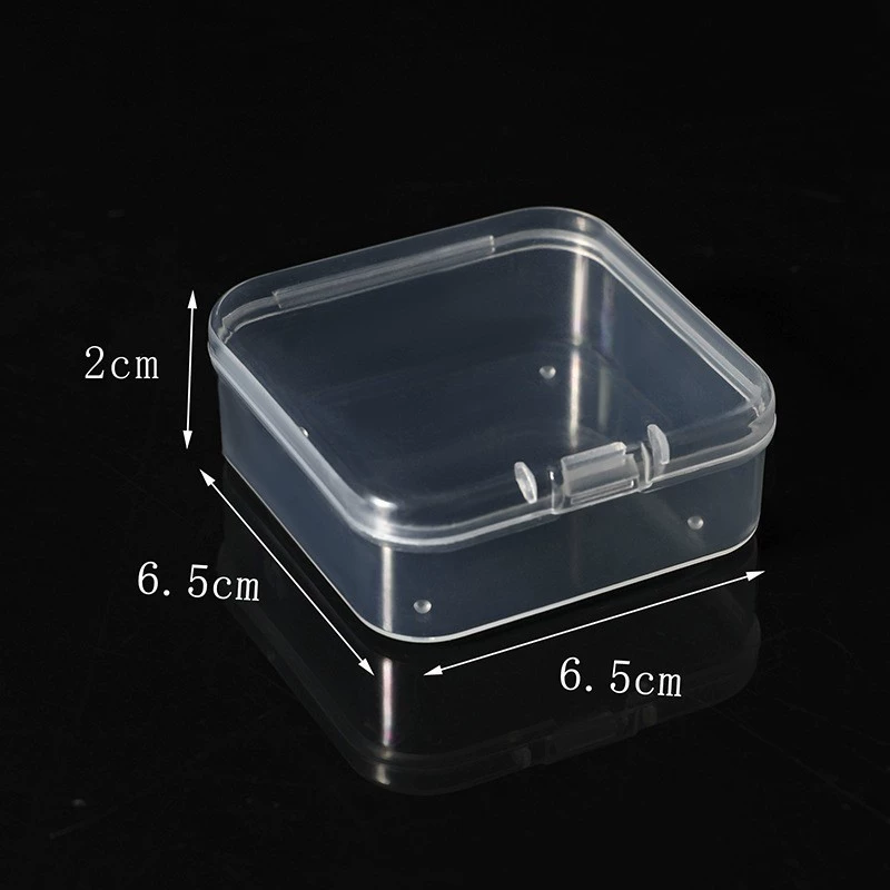 Transparent Plastic Storage Box for Earrings & Small Accessories, multiple square sizes 3.5–12.5 cm
