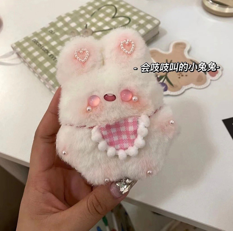 Handmade diy bib rabbit doll homemade material bag sewing plush squeaky rabbit pendant