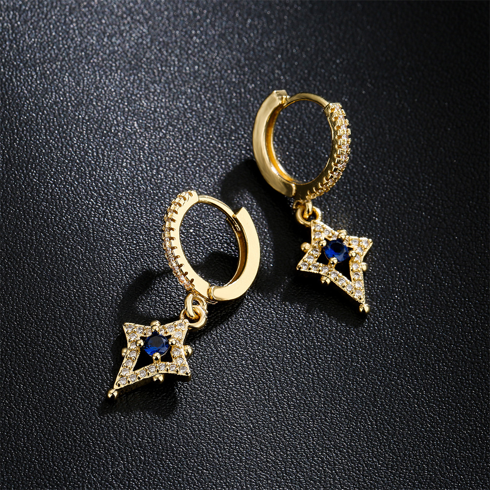 fashion hollow geometric copper 18K gold zircon geometric earrings wholesale