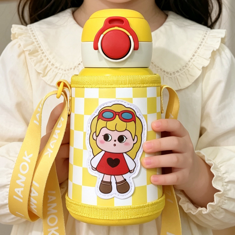 Dibujos animados 316 acero inoxidable doble bebida creativa para niños termo taza de agua de paja de asta regalo de coche portátil al por mayor image 33