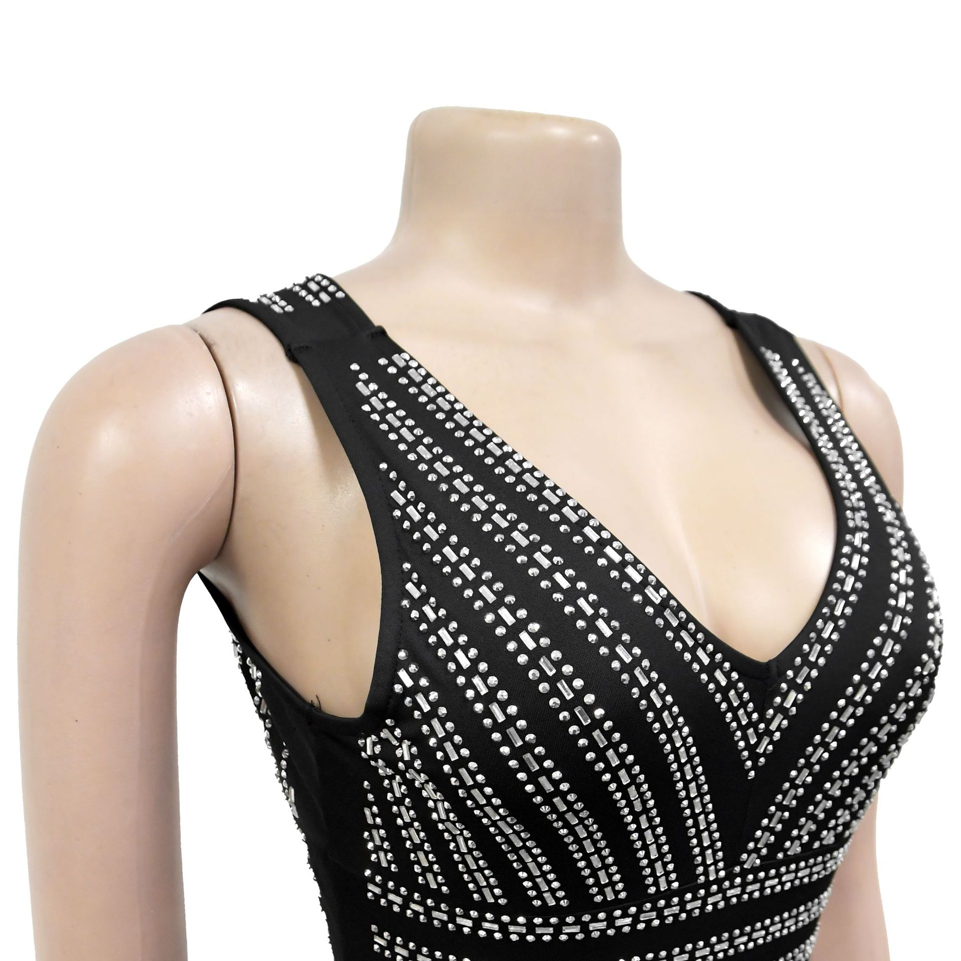 Women Wear Sleeveless Rhinestone Dress Maxi Dress