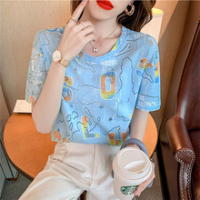 金韩2025夏季新款印花短袖字母短袖T恤女ins超火港风百搭短袖包邮