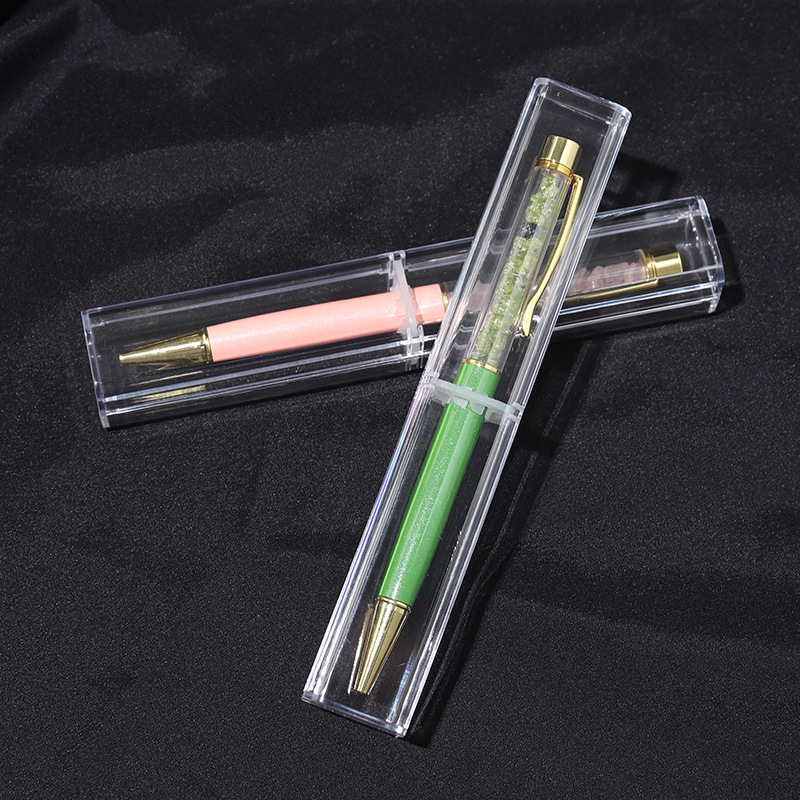 Acrylic box, metal ballpoint pen, diamond pencil case for office, Birthday gift 4