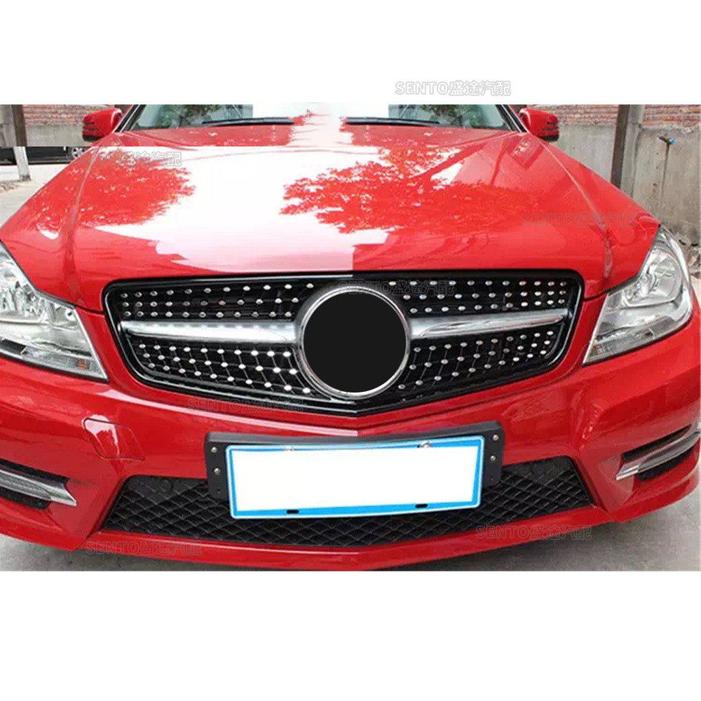 Suitable for 07-14 Mercedes-Benz C-Class W204 C63 Front Bumper Modification with Diamond Grille