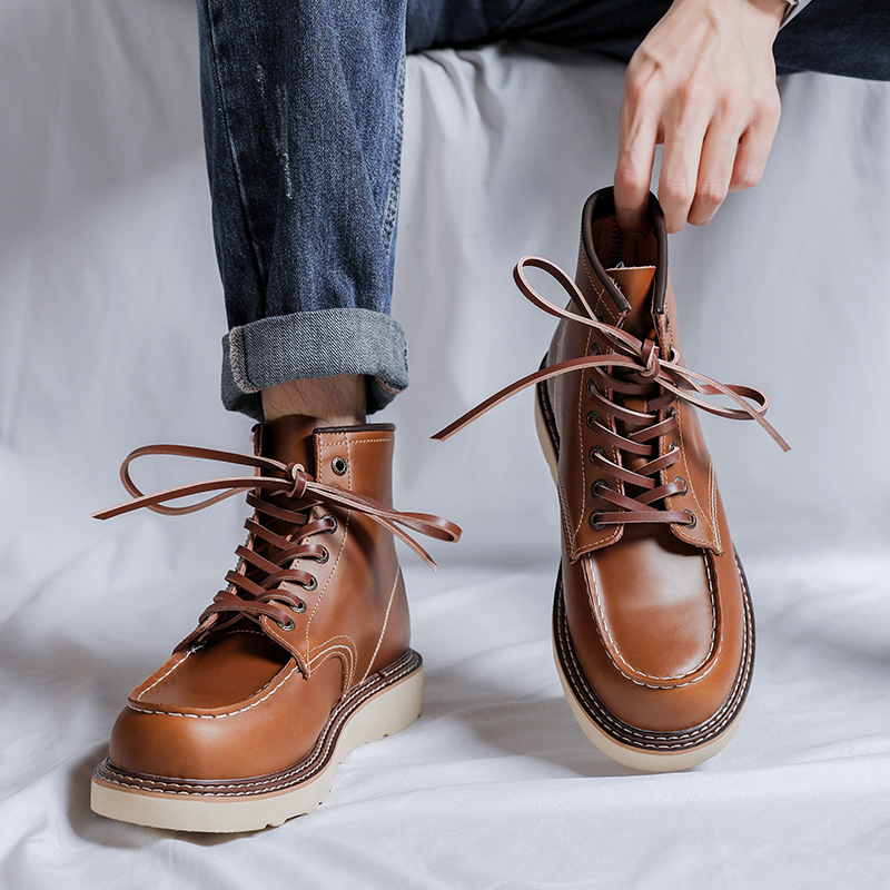 British Trendy Fashion Men's Retro Martin Boots 2026 Autumn Youth Versatile Hong Kong Style High-Top Outdoor Work Boots