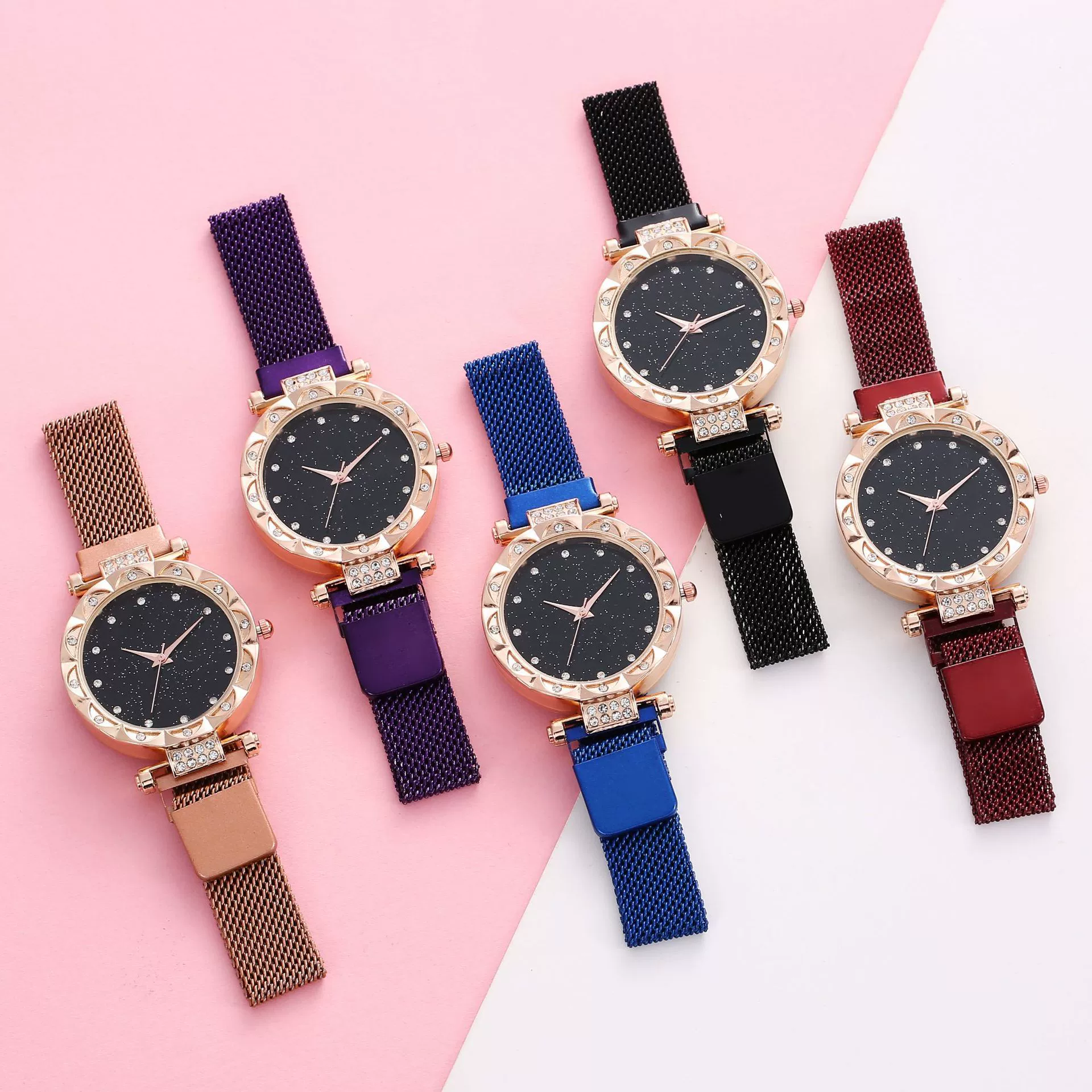 (跨境贸易), прочный магнит, швейцарские часы, комплект, звездное небо, кварцевые магнитные женские часы, новая коллекция