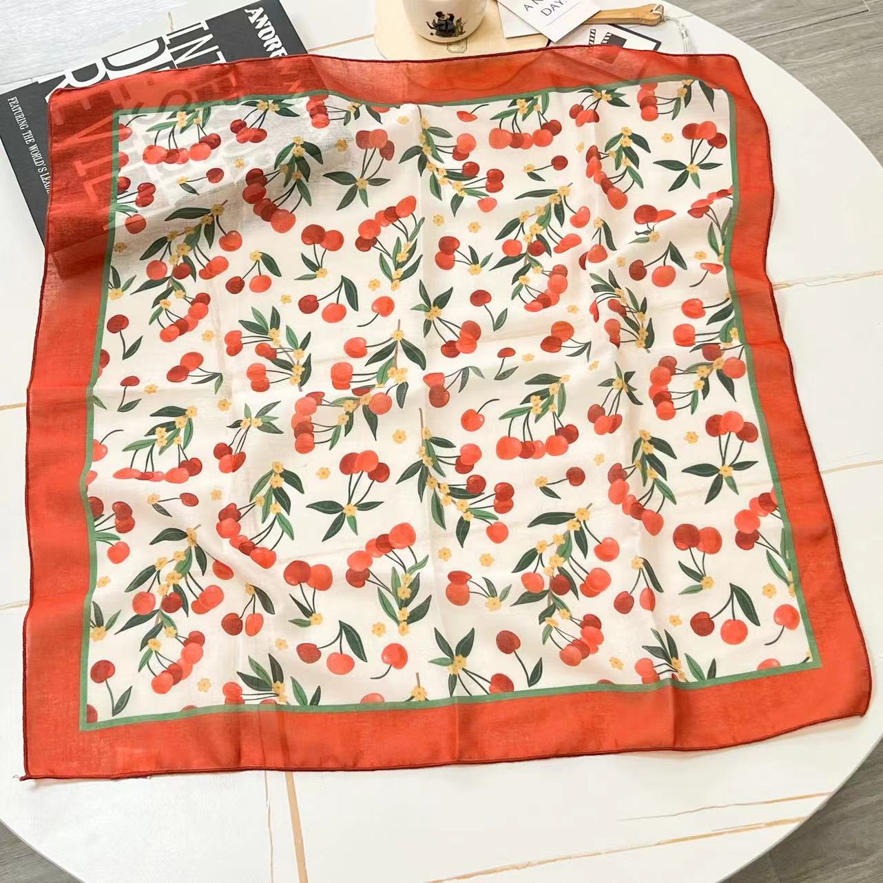 60g Weight Kerchief Classification Daily Occasion cotton and linen Material Flower Pattern Summer Season Women's Gender IG Style Style Women's IG Style Flower Cotton And Linen Kerchief 112