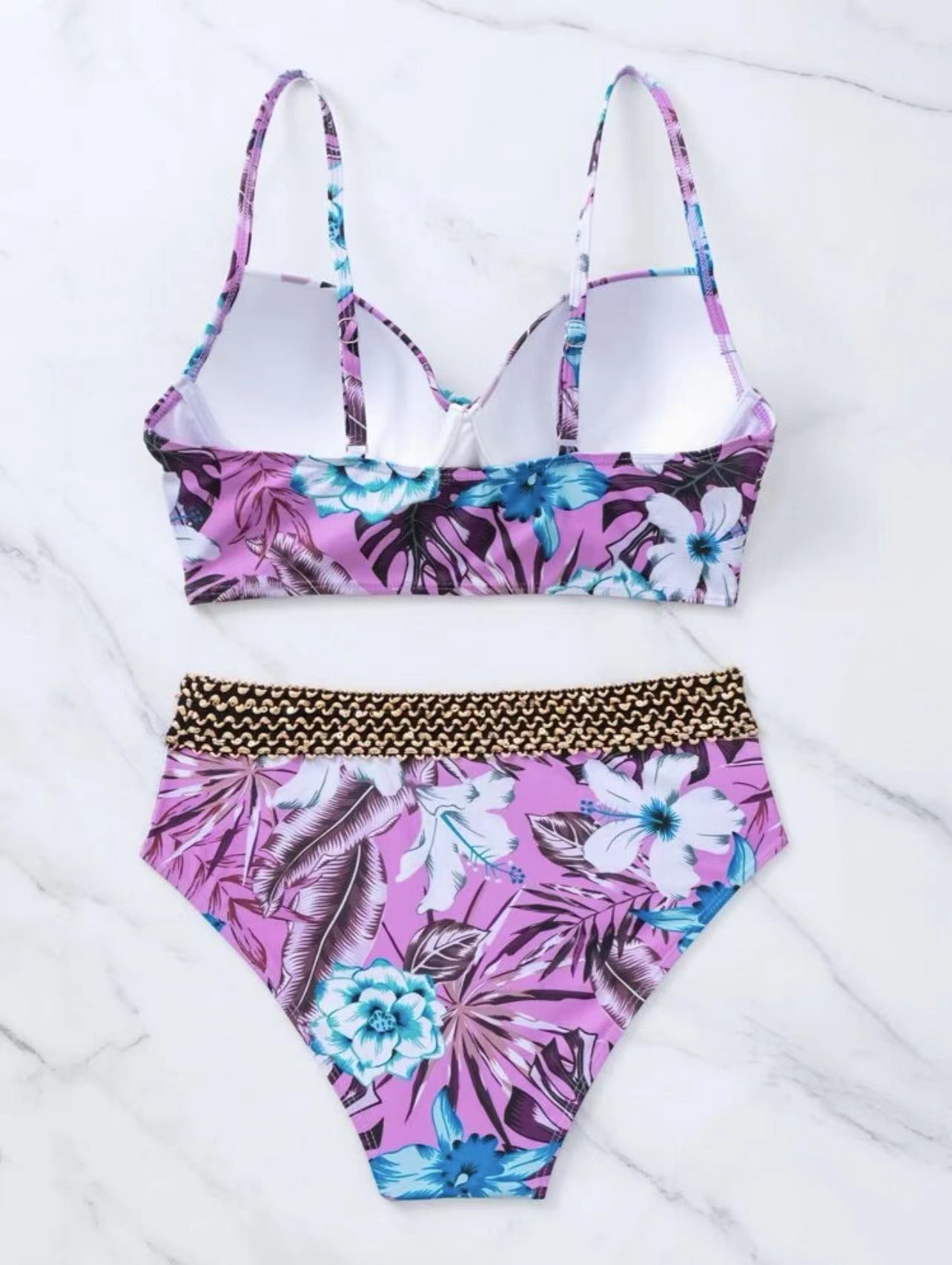 Women's Flower 2 Pieces Set Bikinis Swimwear display picture 3