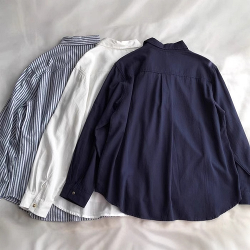 2025 Spring and Autumn New Korean Commuter Shirt Women's Lapel Pocket Simple Fashion Embroidered Single Bretted Long Sleeve Shirt