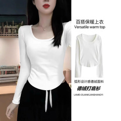 秋冬U襟徳絨毛tシャツ女性甘辛インナー上着女性保温スリム長袖ボトムメーカー直販