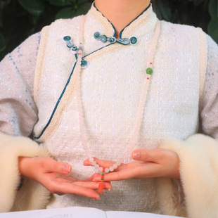 Jin Yutang Xinjiang Hotan Jade "Ice Base Lotus Root Starch Necklace" Ice Base Lotus Root Starch Necklace Jade Quality Gluttering Run Full